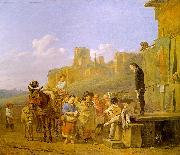 Karel Dujardin A Party of Charlatans in an Italian Landscape oil on canvas